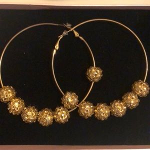 Crystal Ball Hoop Earrings